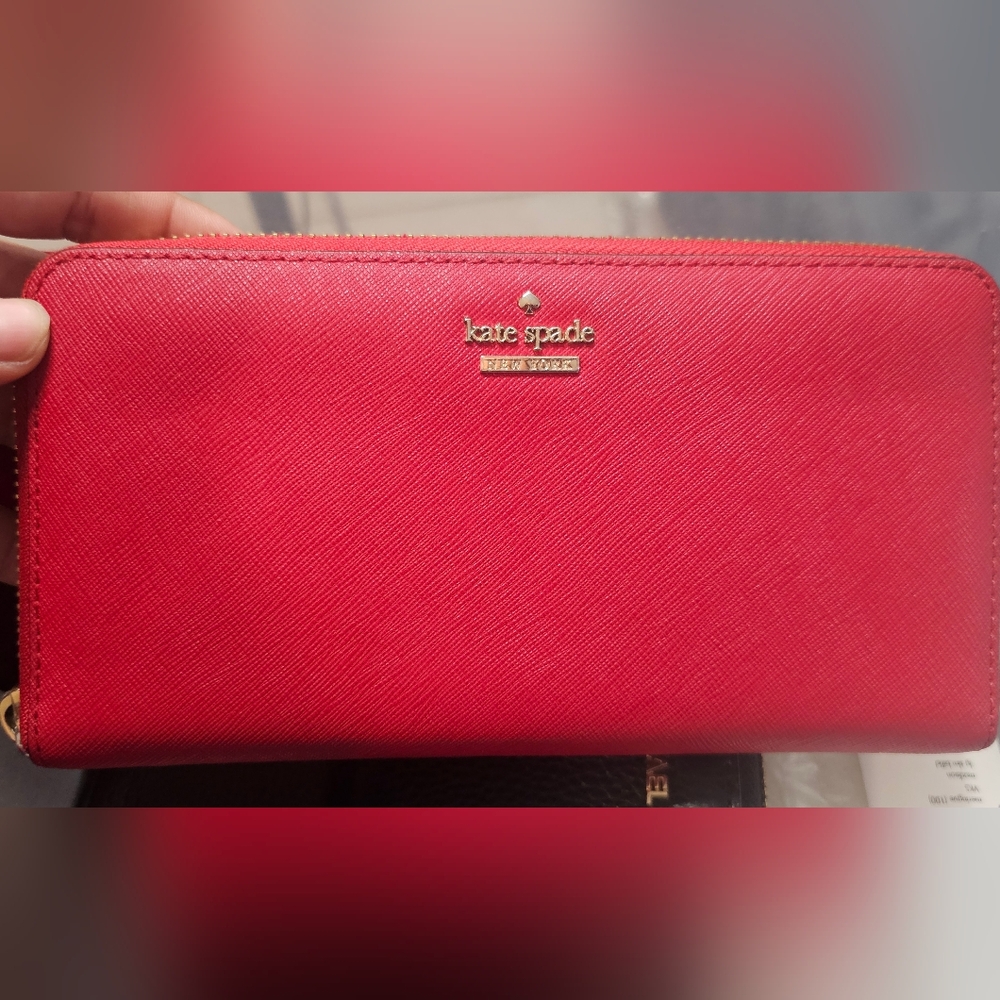 Red kate spade zippy long wallet